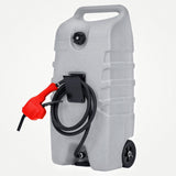 Garvee 53L Kraftstoff-Transportwagen (Grey) – Mit Handpumpe & 3m Schlauch, 6″ Rädern & verstautem Griff - Grau
