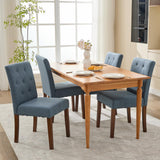 Garvee Esszimmerstühle 4er-Set, Parsons Polsterstühle mit Stoff, ergonomischer Rückenlehne & Holzbeinen, Blau