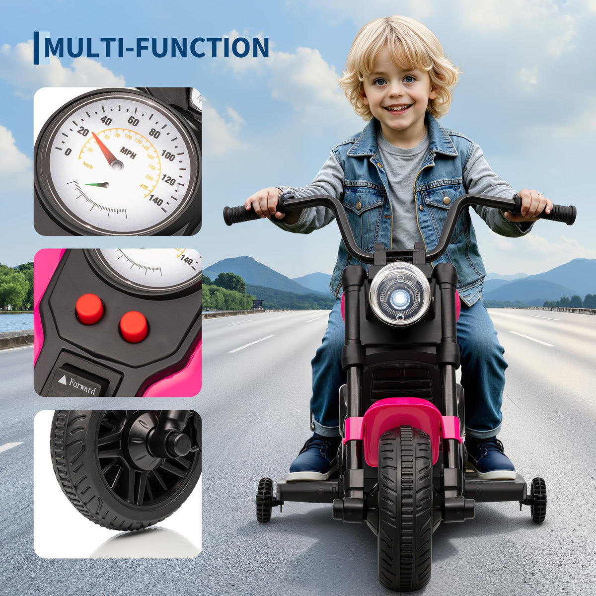 Garvee Elektro-Motorrad 6 V Pink mit LED-Beleuchtung