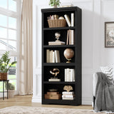 GARVEE Bücherregal, 5 Ebenen, 59,9 cm breit, MDF, verstellbare Ablagen, Schwarz – für Wohnzimmer & Büro - Schwarz