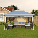 GARVEE 3x3 m Faltpavillon mit Moskitonetz, Wasserdichtes Gartenpavillon Pop-Up Zelt, UV-Schutz 50+, Höhenverstellbar, Für Garten, Terrasse, Camping und Outdoor-Events, Blau - Blau