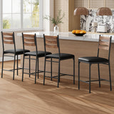 Garvee Barhocker 4er-Set, mit Rückenlehne und Fußstütze, für Kücheninsel, Theke und Hausbar, Schwarz - Schwarz