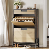 Garvee Schuhaufbewahrungsorganizer Mit 2 Klappschubladen, 1 Schublade, Holz, Metallbeine, Schmal Für Flur Und Wohnzimmer - 