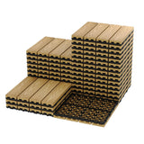 Garvee WPC-Klickfliesen 27er-Set, 30 × 30 cm, wasserfest, UV-beständig und rutschfest, Balkonfliesen für Terrasse und Garten, Naturholz - Naturholz