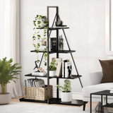Garvee Bücherregal 4-Stufig Leiter Design, Stabiles Holz, A-Förmig, Wohnzimmer Büro Schlafzimmer, Schwarz, Vielseitig - Schwarz