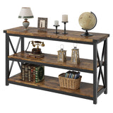 Garvee Langer Konsolentisch Holz Fluted 47" Rustikal Braun Industriell Für Flur Wohnzimmer - braun