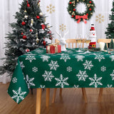 Garvee Weihnachtstischdecke Grün Rechteckig 137x200cm Wasserdicht Knitterfrei Oxford Stoff Schneeflocken Muster Für Esszimmer Festliche Dekoration - Verde