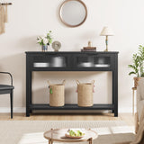 Garvee Konsolentisch Schmaler Sofatisch Mit 2 Schubladen Und Ablage Für Flur Wohnzimmer Landhausstil 100x30x80cm Schwarz - 