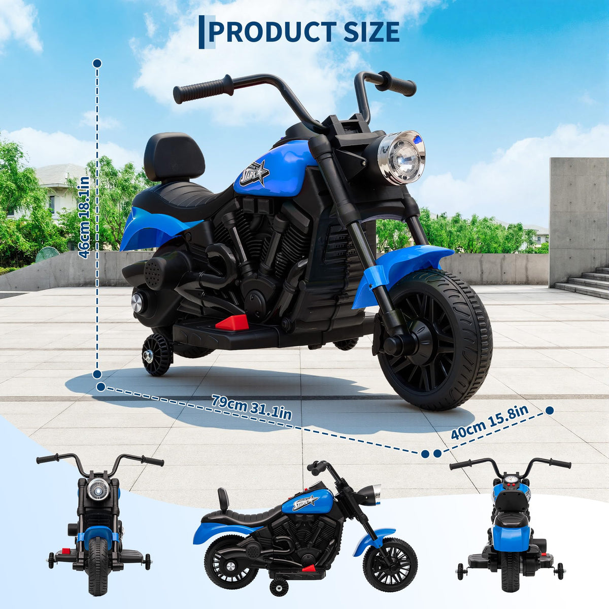 Garvee Elektro-Motorrad Maße 79 × 40 × 46 cm
