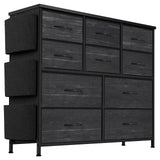 Garvee Kommode Mit 10 Schubladen, Stoff, Metall-Schienen, Wasserfester Holz-Tischplatte Für Schlafzimmer Und Wohnzimmer, Vielseitig, Platzsparend - Anthrazitschwarz