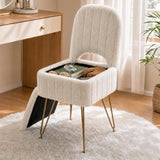 Garvee Vanity Stool Chair Mit Stauraum & Klappbarer Rückenlehne Für Schlafzimmer & Wohnzimmer, Bouclé Stoff, Metallbeine, Faltbar, Weich Komfort