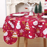 Garvee Kerst Tischdecke Wasserfest Schneemann Modern Grün Rund 60 Zoll Für Küche Wohnzimmer Fest Buffet - Rot
