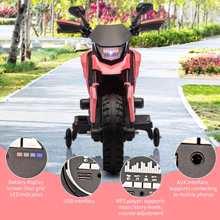 Equipamiento detallado: faro LED, asiento ancho ergonómico, pedal de arranque e indicador de batería