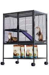 Garvee Kleintierkäfig Metall 34"H Mehrstöckig Mit Rampen Und Abnehmbarem Tablett Für Hamster Kaninchen Frettchen Meerschweinchen Igel BPA-frei - A1