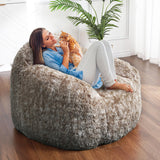 Garvee Großer Sitzsack-Sessel aus Teddystoff, sehr groß, Schaumstofffüllung, für Wohnzimmer, Kaffeebraun - Kaffeebraun