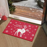 Garvee Weihnachtsteppich Rutschfest Waschbar Mit Hirschmuster Für Haustür Bad Küche 40x60cm Rot - 