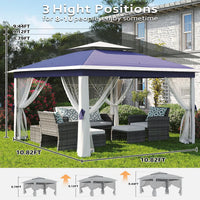 Garvee Pop Up Pavillon 335×335 cm, Mit Moskitonetz, Wasserdicht, UV-Schutz, Höhenverstellbar, Marineblau