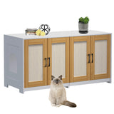 Garvee Doppel Katzenklo Gehäuse Mit Sisal Türen Für 2 Katzen, 47.2" Weiß, Indoor Katzenhaus TV-Ständer