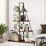 Garvee 4-Stufiges Leiterregal Bücherregal Mit Segelboot-Design, Robustem Holz, Wasserfest Für Wohnzimmer & Büro, Weiß, Platzsparend - Retro