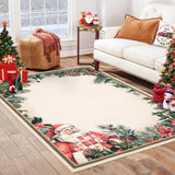 Garvee Waschbarer Weihnachts Teppich Rutschfest Für Wohnzimmer Schlafzimmer Küche, 120x170 cm, Mehrfarbig - Weihnachtsmann