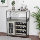 Garvee Weinbar Schrank ohne Beleuchtung, Verstellbare Regale, Mesh Tür, 92 cm, MDF & Metall - Grau