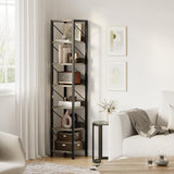 GARVEE Standregal, 7 Ebenen, MDF & Metall, verstellbare Ablagen, Grau – für Wohnzimmer & Schlafzimmer - Grau