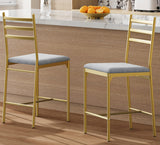 Garvee Barhocker 2er-Set, PU-Kunstleder, Metall, Gold, gepolstert - Gold