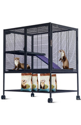 Garvee Kleintierkäfig Metall 36''H Mehrstöckig Mit Rampen Abnehmbares Tablett BPA-frei Für Hamster Kaninchen Chinchilla - A2