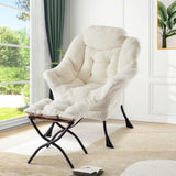 Garvee Relaxsessel mit Hocker, großer Lesesessel, atmungsaktiver Stoff, für Wohnzimmer und Büro, Blau - Weiß
