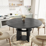Garvee Esstisch Ø 120 cm, für 4–6 Personen, mit Ablagefach, MDF, Schwarz, mit Stauraum - Schwarz