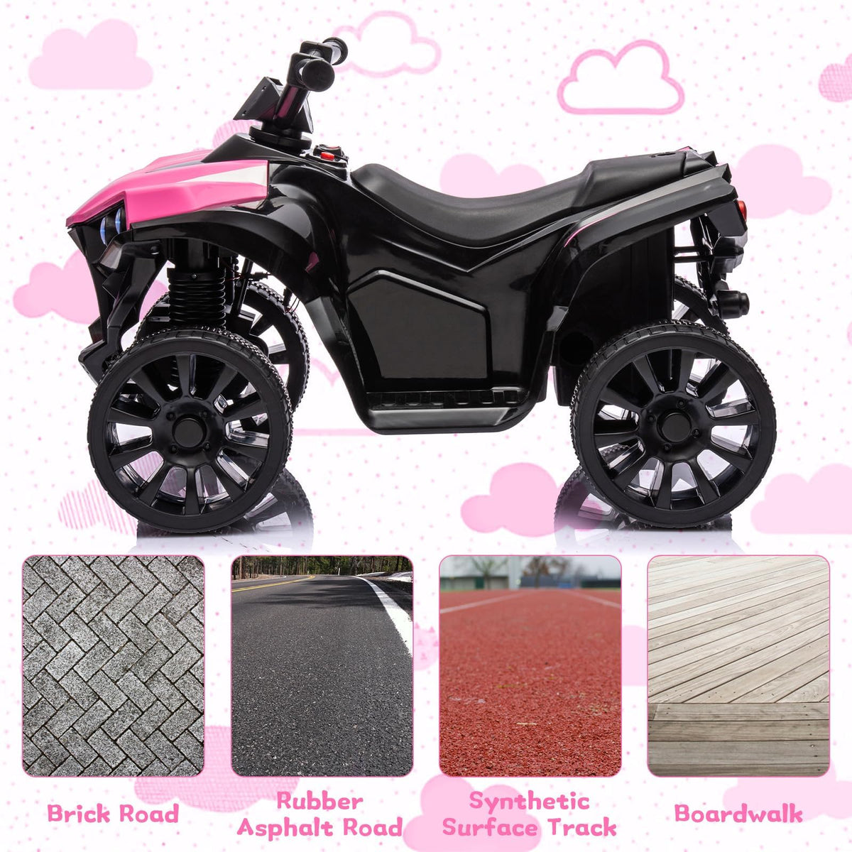 Rosa Kinder ATV mit robusten Rädern
