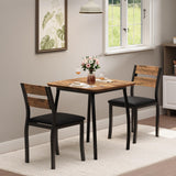 Garvee Essgruppe 3-teilig, für 2 Personen, Esstisch 73,7 × 73,7 × 76 cm, mit gepolsterten Stühlen, PU-Kunstleder-Bezug, MDF & Metall, Landhausstil, Vintage - 
