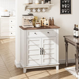 Garvee Farmhouse Storage Cabinet 3-Tier Adjustable Shelf 7 Gears Rustikal Holz Für Küche Und Esszimmer 15.7x31.5x36 Zoll Braun - braun