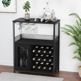 Garvee Weinbar Schrank ohne Beleuchtung, Verstellbare Regale, Mesh Tür, 92 cm, MDF & Metall - Schwarz