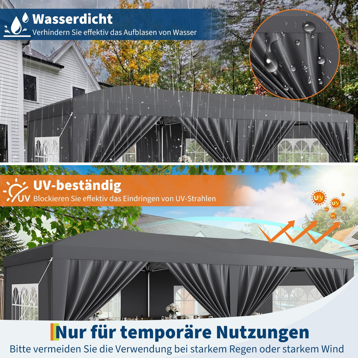 Premium Zeltplane und abnehmbare Seitenwände