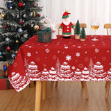 Garvee Nappe Rectangulaire de Noël Rouge - Flocon de Neige - Wasserfest - 137x274 cm - Festliche Tischdecke für Weihnachten und Neujahr - Rot
