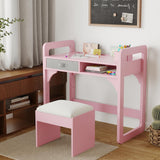GARVEE Kinderschreibtisch mit Stuhl, Höhenverstellbares Lernschreibtisch-Set mit Schubladen und Stiftehalter, Für Jungen und Mädchen von 3–10 Jahren, Rosa - Rosa
