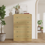 Garvee Kommode, 5 Schubladen, Kippschutz, 5 Schubladen, Kippschutz, Naturholzfarbe - Naturholzfarbe