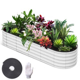 GARVEE Rundes Metall Hochbeet 1er Set, 240 x 60 x 30 cm Pflanzbeet aus Verzinktem Stahl, Rostbeständiger Garten Pflanzkasten für Blumen, Gemüse & Kräuter, Weiß - Weiß