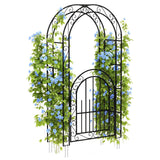 Garvee 8 FT Gartenbogen Aus Stahl, Wetterfest, Robust, Elegant, Schwarz, Mit Tor, Ideal Für Hochzeit & Garten