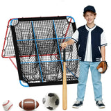 GARVEE Baseball Rebounder Trainingsnetz mit 9-Ziel Taschen, Klappbar & Stabil, Vielseitiges Trainingsgerät für Baseball, Fußball & Volleyball - Schwarz