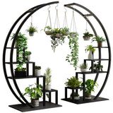 Garvee Pflanzenständer 2er Set – 5-stufig, Metall, Halbrund, 142 cm Höhe, Schwarz - Schwarz
