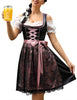 Garvee Dirndl Damen Midi Trachtenkleid 3tlg. Mit Bluse Und Schürze Für Oktoberfest Schwarz Größe 34