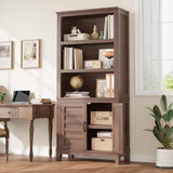 Garvee 71" Farmhouse Bücherregal Mit Türen, 5-Stufig, Robustem MDF Holz, Retro Holzmaserung, Wohnzimmer Büro Bibliothek