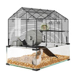 Garvee 3-Stöckiger Großer Hamsterkäfig Mit Zubehör, Metall & Glas, 4 Ebenen, Kratzfest, Sicher Für Kinder, Vielseitig Für Kleine Haustiere, Ideal Für Wohnungen - Schwarz