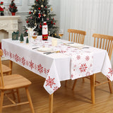 Garvee Tafelkleed Kerst Set Mit Tafelloper, Wasserbeständig, Rimpelfrei, Sneeuwvlokken Muster, Weiß, 54x70 & 13x70 Inch, Küchen- Und Festtafeldeko - Weiß