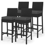 Garvee Barhocker Set 4, 71 cm, PE Rattan, Stahlrahmen, Wetterfest, Für Garten & Terrasse - Dunkelgrau