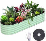 Garvee Galvanisierter Hochbeet Gartenkasten 8x2x1.5Ft Metall Pflanzkasten Für Balkon & Garten, Rostfrei, Langlebig, Ergonomisch, Leicht - Oval 8 x 2 x 1.5Ft Olivgrün