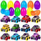 Garvee 12er Set Oster-Eier Mit Pull-Back Monster-Trucks, Bunte Graffiti-Designs, 3.1in*2.1in, Mehrfarbig Für Ostereiersuche Und Kinderparty