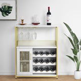 Garvee Weinbar Schrank ohne Beleuchtung, Verstellbare Regale, Mesh Tür, 92 cm, MDF & Metall - Gold